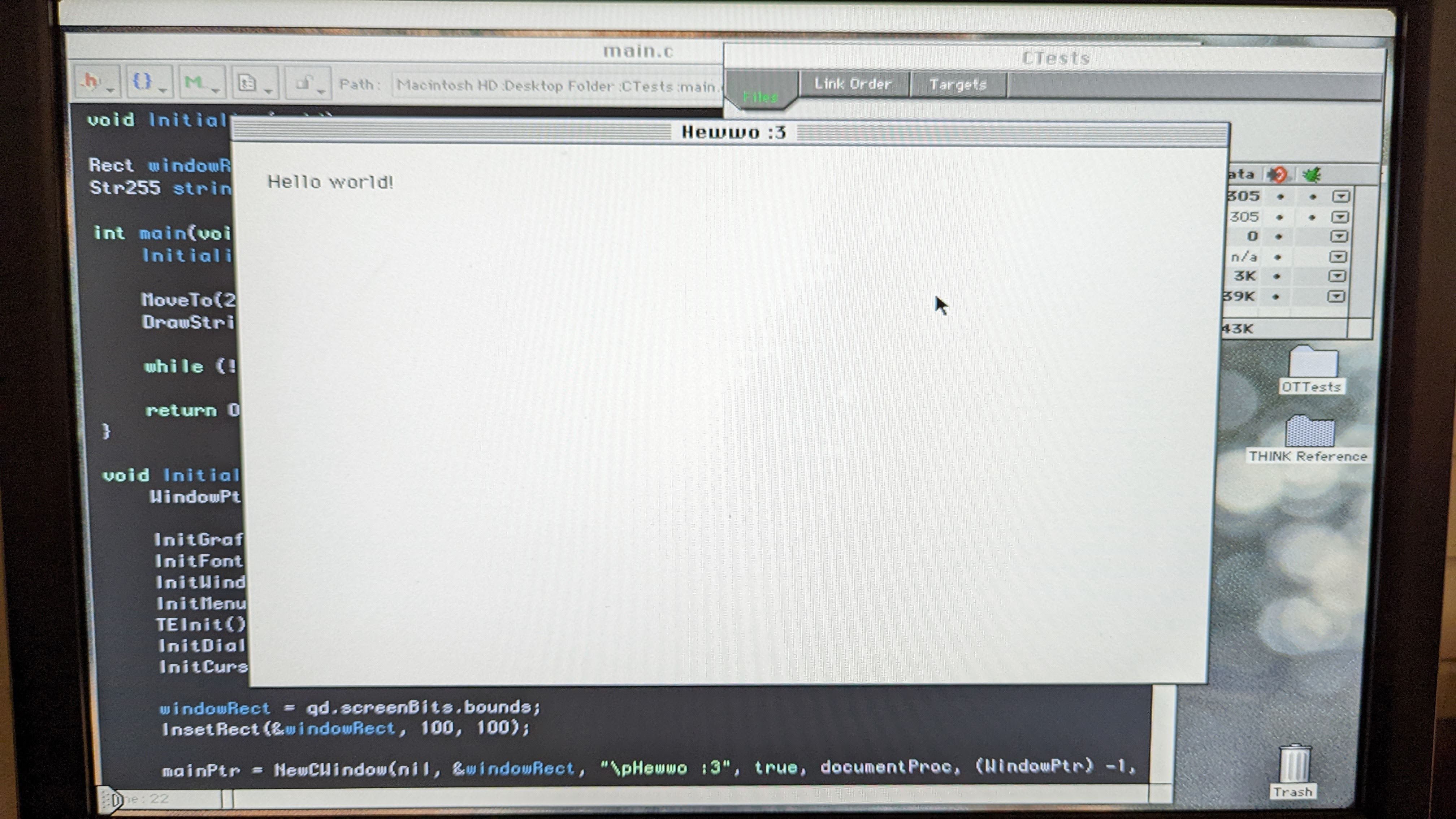 Photo of a hello world application